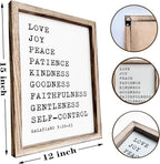 Christian Wall Decors, Positive Home Decors for Living Room, Galatians 5:22-23 Signs Decor, Scripture Decor Art, Framed Wall Plaque Sign 15 * 11.5 inches, Love Joy Peace Sign