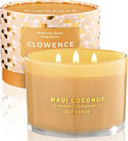 Luxury Coconut Scented Candle - Large 3 Wick Jar Candle - Elegant Gift for Women & Men - 100% Natural Soy Wax - Up to 40 Hours Burning Time - Housewarming Aromatherapy Candle for Home