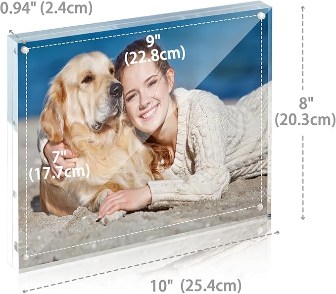 TWING Acrylic Picture Frame 8x10, 5 Pack 8x10 Magnetic Photo Frame 12+12 MM Thick 8 by 10 Picture Frames Clear Picture Frame Self Standing Double Sided Frame Gift Ideal