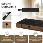 Floating Shelves for Wall, 40" W x 8" D x 1.5" H, Wooden Wall Mounted Display Shelves with Invisible Brackets for Living Room, Bedroom, Bathroom, Kitchen Decor and Storage, Set of 2, Black