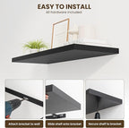 Dreamland 48" Floating Shelves for Wall, 12" Deep Slim Black Floating Shelves, Wall-Mounted Shelves for Bedroom, Living Room, Kitchen, Bathroom - Set of 2