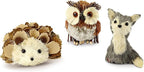 AuldHome Design Woodland Friends Figurines (Set of 3, Fox/Owl/Hedgehog); Forest Animals Decor for Fall, Christmas, Winter and Themed Decor or Parties