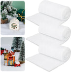 3 Pack Snow Blankets, 3×8 FT Thick Xmas Artificial Fake Snow Cover for Christmas Village Accessories, Christmas Decorations, Fluffy Soft Christmas Blanket for Winter Wonderland Decorations Xmas Tree