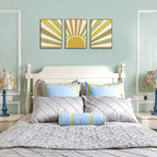 Bwodke Boho Wall Art, Framed Abstract Sunshine Wall Art, Sun Rising Neutral Canvas Wall Decor, Mid Century Geometric Pictures Set of 3, Minimalist Paintings, for Bedroom Living Room Bathroom 16"x24"