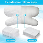 Side Sleeper Pillow Anti Wrinkle Aging Pillow Gel Shredded Memory Foam for Neck Pain Relief Pillow for Sleeping Side Back Stomach Sleeper Pillows (Regular White Style+Grey Rayon Silk Pillowcase)