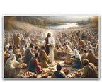 XWNLTEPK Jesus Feeding 5,000 People with Five Loaves and Two Fishes Miracle Mercy Canvas Art Wall Decor Poster Suitable for Bedroom Living Room Relaxation Room Confession Room