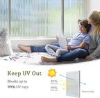 Beautyhero Window Privacy Film, Frosted Reeded Glass Cling, 3D Decorative Coverings with UV Blocking, Adhesive Stickers for Bathroom Doors Cabinet