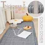 Couch Cover for Dogs Washable, Fuzzy Pet Couch Covers for 3 Cushion Sofa Pet Friendly, Non Slip Sofa Cover (Blue-Grey, 27.6" x 82.7"/70 x 210cm)