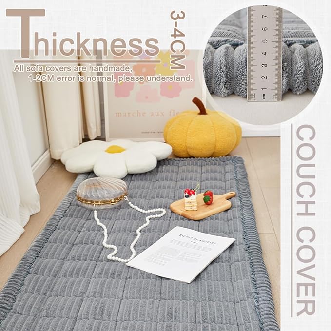 Couch Cover for Dogs Washable, Fuzzy Pet Couch Covers for 3 Cushion Sofa Pet Friendly, Non Slip Sofa Cover (Blue-Grey, 27.6" x 59"/70 x 150cm)