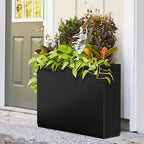 FENCY Metal Rectangular Planter Box Large Planters for Outdoor Plants, Rectangular Tall Planters for Outdoor Plants with Drainage Holes (35.4" L x 9" W x 25.6" H)