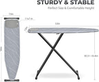 APEXCHASER Ironing Board with Silicon Iron Rest, Heavy-Duty Legs and Heat Resistant Cover, 13x53 inch, Black