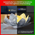 Garden Solar Light Outdoor(2Pack), Amber Crackle Globe Glass Lotus Decoration, Waterproof Gary Metal LED Flower Lights for Patio,Lawn,Walkway,Tabletop, Garden Gifts for Women