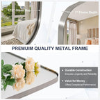 ANDY STAR Brushed Nickel Oblong Mirror, 32x40 Inch Brushed Nickel Oval Mirror for Bathroom with Stainless Steel Metal Frame, Wall Mouned for Bathroom, Living Room, Entryway