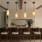 Alabaster Pendant Lights Kitchen Island, Modern Marble Pendant Lighting, Adjustable Black Pendant Lights Fixtures for Bedroom Bathroom Dinning Room(Include E12 Bulb)