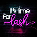 It's Time For Lash Neon Sign, JGHTURIE Led Neon Signs for Wall Decor Pink Light Up Sign for Lash Salon Preppy Girls Beauty Makeup Room Nails Hair Bar Signs Gift USB Powered