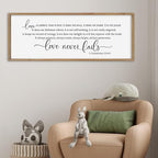 SRSZHIYUE Love is Patient Kind Sign Wall Decor Art 32"×12" 1 Corinthians 13 4-8 Master Bedroom Christian Wood Framed Large Wall Hanging (Wood)