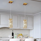 Gold Pendant Lighting Modern Pendant Light, Mini Crystal Chandeliers,Adjustable Pendant Light Fixture for Kitchen Island Dinning Room Bedroom (3 Pack)