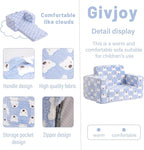 Toddler Chair Kids Couch, 2-in-1 Comfy Armchair with Removable and Washable Cover Carrying Handle, Convertible Reading Chair Toddler Couch for Girls and Boys