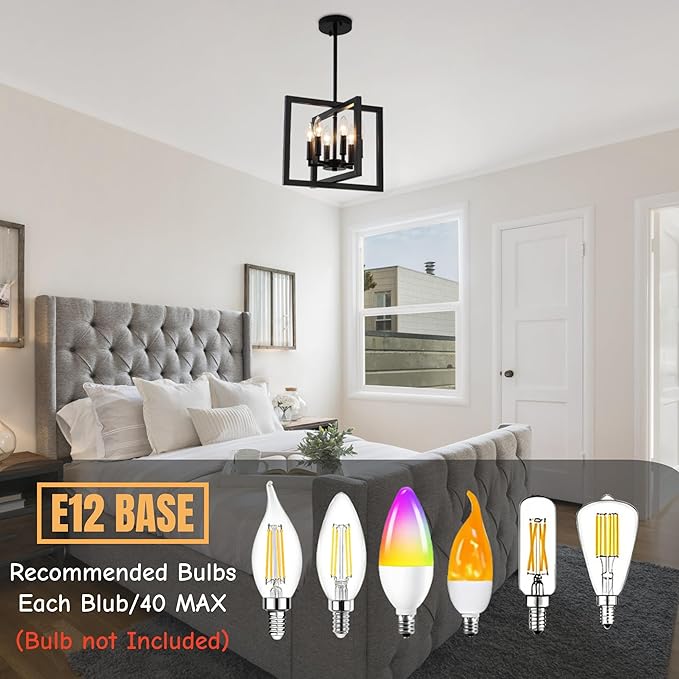 ANKYLHUA Small Black Chandelier,6-Lights Ceiling Light Fixture E12,Adjustable Hight Pendant Lights Kitchen Island,Chandeliers for Dining Room Bedroom,Entryway,Foyer