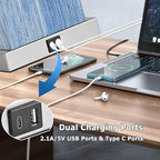 24” Tall Touch Control Table Lamps Set of 2, Blue Navy Lamps w/ USB& Type C Ports, Dimmable Coastal Bedside Nightstand Lamp White Shade, Large Lamps for Living Room End table Bedroom (Bulbs Included)