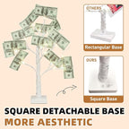 PABIPABI Money Tree Gift Holder, Set of 2 Birch Tree with 12 Clear Clips, Battery/USB Powered Timer Tabletop Trees for Home Party, Christmas, Wedding, Birthday Graduation (Warm White)