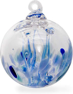 Luke Adams Glass | 3" Mini Glass Tree of Life | Handmade Ornament | Hanging Garden Gazing Ball | Indoor Outdoor Home Décor | (Blue)