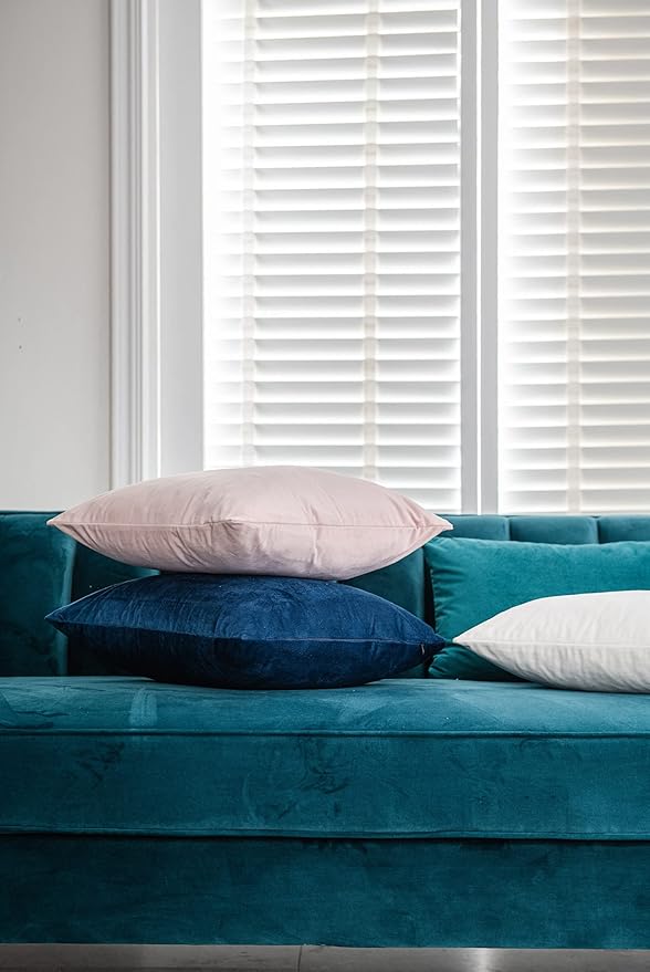 20x20 Throw Pillow Covers Pink: 2 Pack Cozy Soft Velvet Square Decorative Pillow Cases for Farmhouse Home Decor