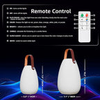 uuffoo 2 Pack Outdoor Table Lamp - Dimmable Rechargeable Night Lights w/ Remote and 7 RGB Colors, IP44 Water-Resistant Portable Hanging Lantern for Patio, Bedroom, Garden, Emergency (Leather Handle)