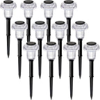 Solar Lights Outdoor 12 Pack Pathway Lights 6000K LED Waterproof Cold White Mushroom Shape for Garden Driveway Walkway Landscape Path Lawn Yard Decor