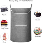 X-Large Hanging Laundry Hamper Bag, Door Hanging Hamper with Front Pocket Dirty Clothes Hanging Laundry Bag Large Size 35X22 inch Door Laundry Basket (Grey)