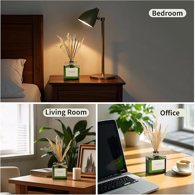 Reed Diffuser, 6.09 oz OrangeGrove Scent Diffuser with Sticks & Dried Flowers, 120 Days Long Lasting Reed diffusers for Home, Elegant Fragrance for Bathroom Bedroom Office Decor, Air Fresh