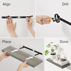 BAYKA Floating Shelves, 22.5" Wall Mounted Wood Shelves for Bathroom, Bedroom, Living Room, Kitchen, Hanging Shelf for Books/Storage/Decor (Grey,Set of 2)