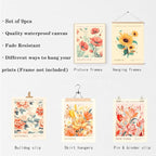 Flower Market Poster Set of 9, Abstract Colorful Floral Wall Decor Art Prints, Vintage Flower Market Poster for Room Aesthetic, Trendy Floral Canvas Gallery Paintings Boho Wall Art Decor for Bedroom Bathroom（8x10inch, Unframed)