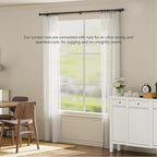 Heavy Duty Curtain Rod 32-60 Inch, 1 Inch Adjustable Curtain Rods for Windows, Black Short Window Treatment Rods with Aluminium Finials, Easy Installation