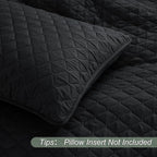 Exclusivo Mezcla Reversible Twin Quilt Bedding Set with Pillow Sham, Lightweight Quilts Twin Size, Soft Bedspreads Bed Coverlets for All Seasons - (Black, 68"x88")