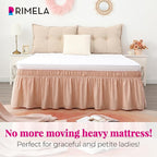 RIMELA Bed Skirt Queen Size 15 Inch Drop, Wrap Around Elastic Bedskirt Solid Microfiber Luxury Hotel Quality Fabric, Easy to Install Machine Washable Wrinkle & Fade Resistant, Flesh Pink