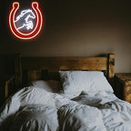 Horse Neon Sign for Wall Kentucky Derby Preakness Stakes Decoration Horseshoe Neon Light Cool Animal LED Sign for Bedroom Bar Man Cave Horse Racing Party Decor Western Cowboy Men Gifts