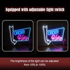 Order Here Neon Sign Led letters Sign Dimmable Order Neon Light for Wall Decor Larger Order Here Light Up Sign for Restaurant Shop Bar Business Neon Decor(16.1 * 12.6 In)