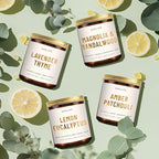 4 Pack Scented Candles Set | Scented Candles for Home, Candle Gifts for Women Men, Soy Candle for Home, Aromatherapy Gift of Amber Patchouli/Lemon Eucalyptus/Lavender/Sandalwood