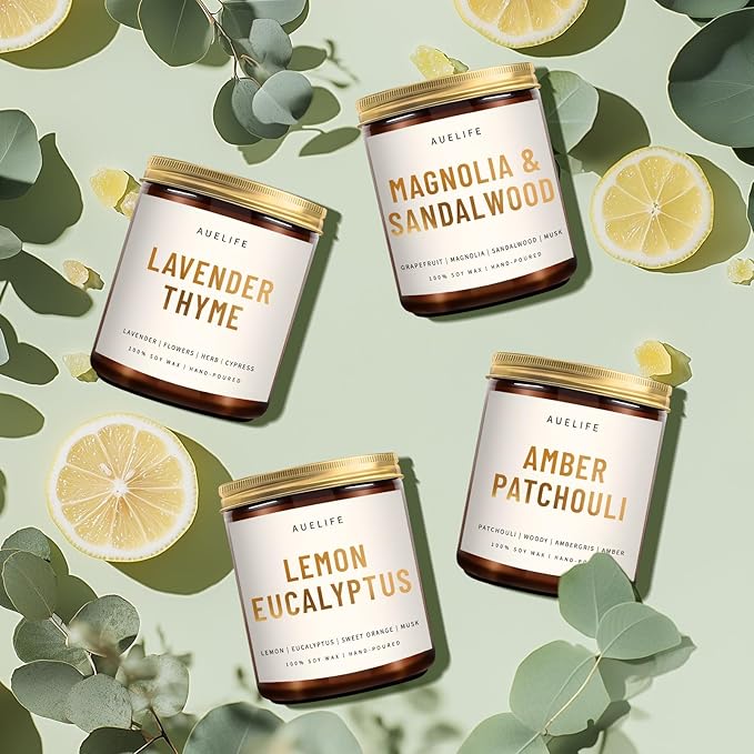 Scented Candles for Home - Amber Patchouli Candle | Aromatherapy Candle Gift for Women & Men, Soy Candles for Home Scented - 7oz, Soy Wax, Patchouli Scent Home Fragrance