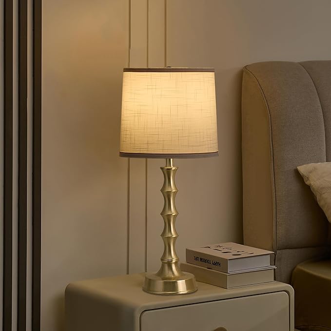24" Small Table Lamp for Bedroom, Gold Bedside Lamps for Nightstand Set of 2, Small Gold Lamps for Living Room Set of 2, Modern Accent Lamp for End Table, Kitchen, Small Lamps for Kids Room