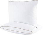 UNIKOME Natural Goose Feathers and Down Pillow - King Size Set of 2, Medium Firm Pillow with 100% Cotton Cover, Gussted & Quilting Design Hotel Collection Bed Pillows for Back, Stomach, Side Sleeping