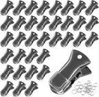 35 Pack Mini Metal Alligator Clips for Crafts Non-Slip Silicone-Coated Retro DIY Badge Small Clips (Glossy Black)
