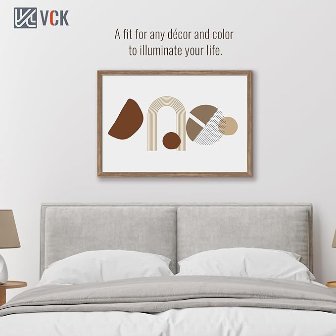 VCK 27x40 Poster Frame 3 Pack - Brown Walnut, Natural Textured Solid Wood Picture Frame, Wall Mounting Hanging
