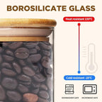 15oz Glass Food Storage Jars, Glass Jars with Bamboo Lids, Kitchen Storage Jars, Set of 6, Canisters with Airtight Lids for Spice, Coffee, Cookie, Pantry Organizers