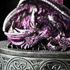 Dragon Statue Jewelry Box - Medieval Fantasy Myth with Cover Treasure Box, Dragon Statue Decoration Collection Gift Box (Purple)