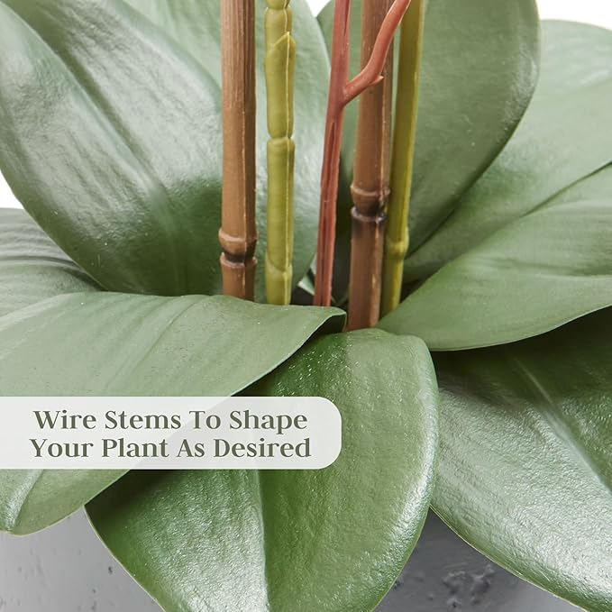 CG Hunter Faux White Orchid Plant, Premium Artificial Indoor Flower Display Stands 25-Inches with Beautiful Sculptural Blooms and Foliage That Lasts Forever, Grey Planter Pot Included