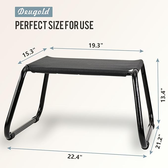 Outdoor Ottomans,Patio Foot Rest Portable Side Table Solid Steel Frame Small Seat All Weather Footrest for Indoor Outdoor Use 2 Pieces Black