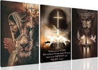 Fantasy Artists 3Pcs Jesus Wall Art, Christian Wall Decor for Biblical Room, Unframed Canvas Painting Prints, Religious Art Posters for Church Living Room Bathroom, 12" X 16"