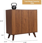 Modern Sideboard Buffet Cabinet Console Table, Accent Storage Cabinet Credenza Buffer Cabinets with 4 Fluted Doors for Kitchen Dining Living Room Entryway (Walnut)